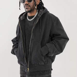 Sweat-shirts et sweats à capuche d'hiver épais et surdimensionnés avec logo personnalisé, fermeture éclair, broderie et impression numérique pour hommes - Product Image 4