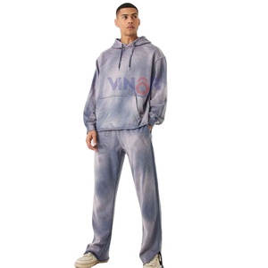 Conjunto Deportivo Vintage 2026 para Hombre, Sudadera con Capucha y Pantalones Cortos, Traje Deportivo con Lavado Ácido, Personalizado con Serigrafía OEM, Cierre con Cordón para Invierno - Product Image 1