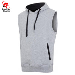 Débardeurs à capuche XL personnalisés pour hommes, veste polaire d'entraînement sans manches, meilleure veste de musculation, tissu d'hiver - Product Image 5