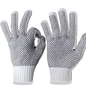 Gants de sécurité tricotés en PVC de protection des mains antidérapants en polyester et coton blanc à pois dessinés des deux côtés - Product Image 4