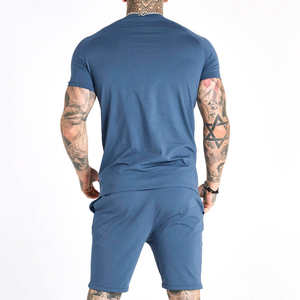 Ropa de gimnasio personalizada 100% algodón para hombre, camisetas y pantalones cortos de entrenamiento ajustados, conjuntos gemelos informales de algodón, ropa de verano transpirable - Product Image 2