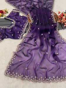 Sari de seda Gmy de primera calidad para mujer, fabricado en India por ZAIN EXPORTS, modelo ZEBT400ZN, precio al por mayor ODM, ideal para fiestas, bodas y eventos. - Product Image 5