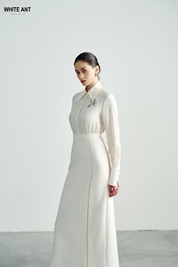 CAMISA Formal de cuello puntiagudo ELINA de alta calidad para damas de oficina tela ecológica blusas de mujer camisas elegantes WHITEANT - Product Image 3