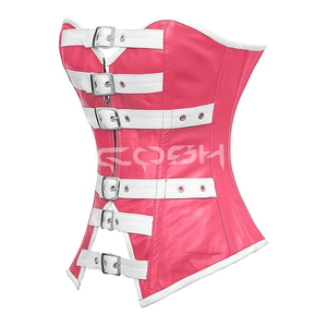 Overbust steelboned แฟชั่นสวมใส่เครื่องรัดตัวหนังสองสีพร้อมสายรัดปรับได้ | ผู้จำหน่ายเครื่องรัดตัวจากประเทศปากีสถาน - Product Image 2