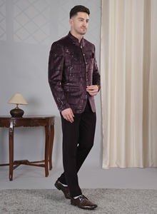 La Scoot 2 pièces Hommes Regular Fit Polyester Viscose Formal Wear Jodhpuri Style O-Neck Long Length Breathable Anti-Wrinkle - Product Image 3