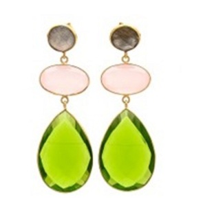 Peridot ต่างหูควอตซ์925,ต่างหูรูปไข่และลูกแพร์สีเงิน - Product Image 1