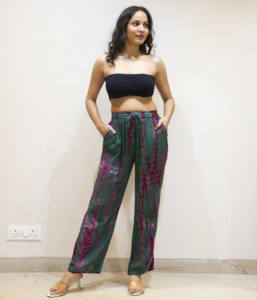 กางเกงยีนส์มัดย้อมผ้าเรยอนทันสมัยสำหรับผู้หญิงใส่ในฤดูร้อนกางเกงทรงหลวมพร้อมกระเป๋าแฟชั่นชุดชายหาดและรีสอร์ตสุดเพอร์เฟกต์สำหรับวันที่แดดออก - Product Image 1