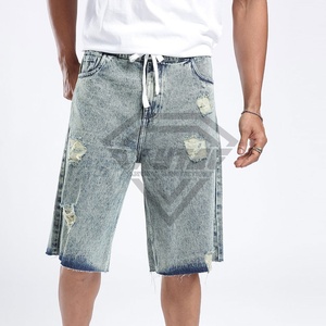 กางเกงขาสั้นผ้ายีนส์สำหรับผู้ชายกางเกงขาสั้นผ้ายีนส์แบบชิ้นสด - Product Image 2