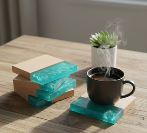 Sous-verres ronds en résine et bois faits à la main, finition à grain naturel, accents de table classiques et écologiques, décoration de la maison, cadeaux - Product Image 5