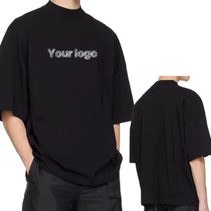 Guangzhou Factory Custom Men Clothing Oversized Cotton Tshirt Drop Shoulder Baggy Fit Heavy Mock Neck t Shirt - Product Image 1