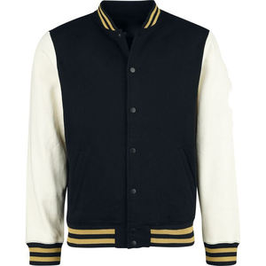2025 logotipo personalizado mangas de cuero negro pareja universidad béisbol hombres chaqueta azul claro Varsity chaqueta - Product Image 1