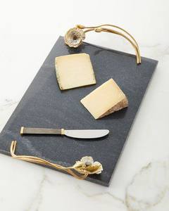 Plateau en marbre blanc antique au design moderne unique Plateau de service rond fait à la main pour la maison avec poignée en métal Taille personnalisée Vente en gros - Product Image 5