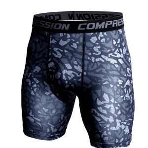 80% poliéster 20% Spandex pantalones cortos de compresión para hombres estampado de sublimación personalizado secado rápido transpirable gimnasio Fitness entrenamiento medio sólido - Product Image 5