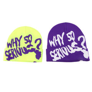 Custom Logo Acrylic Material 100% Knitted Breathable <b>Waterproof</b> Beach Unisex <b>Beanie</b> Manufacturers All Print Jacquard No Cuff - Product Image 1