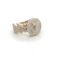 Bague personnalisée avec initiale en diamants naturels 2CT Hip Hop, en or massif 10 carats, bague statement avec lettre personnalisée