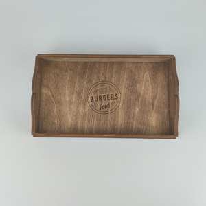 Plateau moderne en bois de noyer pouf avec poignées plateau de service pour la décoration de salon idée cadeau pour la maison - Product Image 4