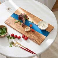 Blocs à découper en bois naturel et résine bleue bonne qualité planche à découper à fromage de style hôtel excellente pour un usage quotidien