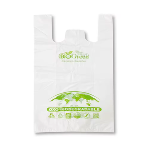 Chaleco de plástico biodegradable con estampado personalizado para supermercado, bolsa para camiseta, bolsa de plástico para llevar, bolsas de transporte para compras compostables - Product Image 6