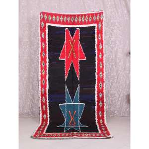 Auténtica Alfombra Marroquí Hecha a Mano, Boucherouite, Estilo Bohemio, Colorida, Vintage, Decoración Artesanal del Atlas - Product Image 1