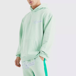 Ensemble de survêtement homme personnalisé OEM, pantalon de jogging évasé et sweat à capuche, fermeture à cordon, écologique, 2 pièces, coupe oversize - Product Image 4