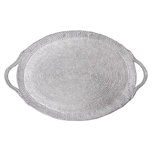 Artisan Rattan Serving <b>Tray</b> With Trendy Sleek Pattern Perfect For Coffee Table Decor Serving <b>Snacks</b> And Drinks - Product Image 1
