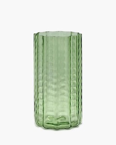 Achetez maintenant le vase transparent vert de vague vase en verre décoratif moderne pour la maison, le bureau et les arrangements floraux au plus bas prix - Product Image 3