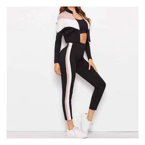 Nouveaux ensembles de shorts et de crop tops pour femmes, avec des crop tops à manches courtes, effet push-up, au-dessus du genou, à pois, printemps, 100% coton, ensemble de yoga - Product Image 1