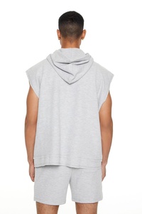 2024 logotipo personalizado tejido con capucha entrenamiento sudadera chaleco transpirable lavado sin mangas gimnasio camiseta sin mangas para hombres de talla grande tendencia - Product Image 2