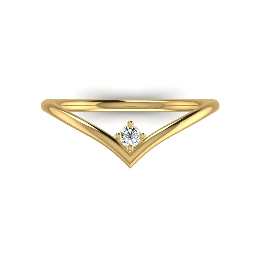 0.066 berlian asli bulat tunggal desain modis cincin soliter pernikahan di 10kt perhiasan bagus emas padat untuk hadiah ulang tahun wanita