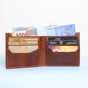 Cartera de Cuero Genuino Premium Hecha a Mano con Diseño de Puntos, Cierre Plegable, Corta, Portátil y Moderna para Uso Diario Masculino - Product Image 4