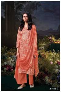 ผ้าคอตตอนพิมพ์ลายปักสไตล์ซาลวาร์ Kameez แคตตาล็อกแบบเต็มชุดสำหรับงานปาร์ตี้สไตล์อินเดียเสื้อผ้าปากีสถาน - Product Image 4