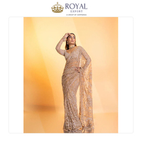 Vente en gros de vêtements indiens de créateur de qualité supérieure pour mariage, tissu en filet doux avec broderie et sequins.