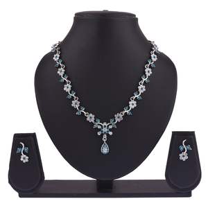 Indian Crystal Jewelry Classic Floral Rhinestone Indian Manufacturer Jewelry Collar Necklace Bridal Wedding Indian <b>Earrings</b> Set - Product Image 3