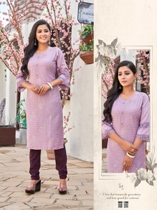 Dernière collection de rayonne viscose fantaisie à doublure épaisse avec broderie et séquence de travail Kurtis - Product Image 3