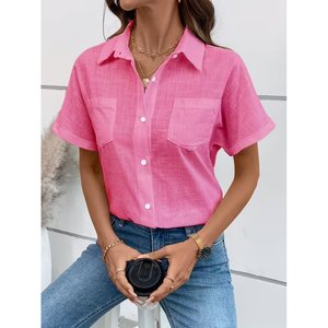 เสื้อเชิ้ตแขนสั้นผู้หญิง 34978 -สีชมพู - Product Image 1