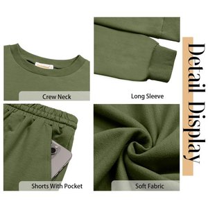 Conjuntos de pijama para mujer, conjuntos de dos piezas, sudaderas de manga larga, conjuntos de salón, Tops y pantalones cortos informales, trajes de otoño - Product Image 5