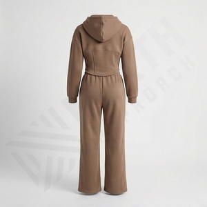 Autumn 100% Cotton Zipper Drawstring Hoodie <b>Oversized</b> Tracksuit Two Piece <b>Jogger</b> Fitness Suit Custom Tracksuit High Quality - Product Image 2