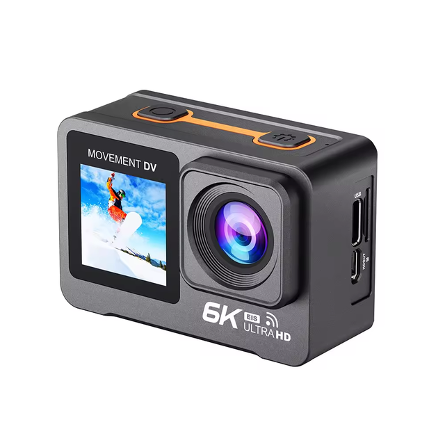 6K Sport Action Camera 30M Waterproof 2.0+1.3'' Dual LCD Screen 4X Zoom with Wifi Connection EIS Anti-shake Outdoor Camera