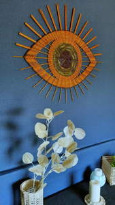 Décoration murale en rotin en forme d'œil, tissée à la main, style bohème, art mural décoratif, rotin naturel, inspiration spirituelle - Product Image 3