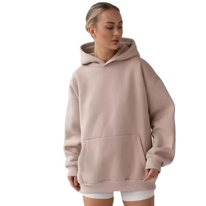 Recién llegado, sudaderas con capucha sólidas de punto de invierno con hombros caídos para mujer, de algodón 100% Material, insignia de impresión de logotipo personalizado transpirable - Product Image 1
