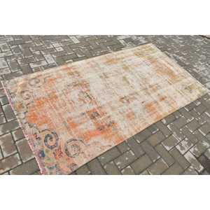 Tapis turc vintage, tapis d'appoint 3,8x7,3 pieds, tapis oriental orange et bleu - Product Image 2