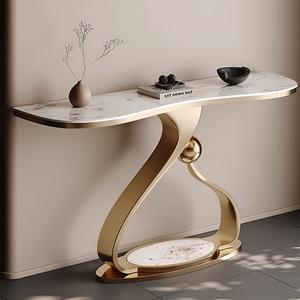 Consolle Moderna Allungabile per Ingresso <span class=keywords><strong>e</strong></span> Corridoio, con Piano in Pietra, Stile Lusso Leggero Italiano, Base in Metallo, Design Personalizzabile - Product Image 4