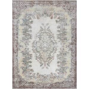 Vintage 9x12 <b>Wool</b> Rug Beige & <b>Brown</b> Hand Knotted Medallion Rectangle Puzzle Abstract Patterns for Home Entryway Hallway-Pae-2184 - Product Image 1