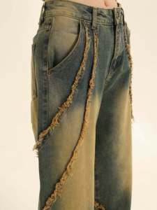 OEM High Quality <b>Women's</b> New Fashion <b>Baggy</b> <b>Cargo</b> <b>Pants</b> Lightweight Knitted Waterproof Jeans with Multi Pocket High Street Style - Product Image 4