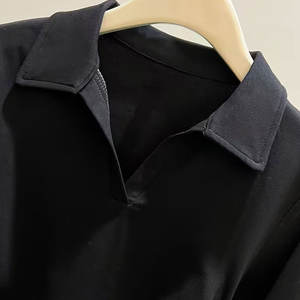 Camiseta de Manga Corta Ajustada para Mujer, de Poliéster, Lisa, Informal, para Oficina, Tejido Jersey, para Primavera/Otoño, Uso Diario - Product Image 4