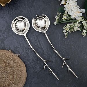 Hot Selling Best Quality Silver Metal Salad <b>Server</b> with Decorative Handle in Wholesale Price From India - Product Image 4