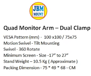 ขาตั้งจอภาพสี่ตัวพร้อมคุณสมบัติหมุนและหมุนได้เอียงเพื่อช่วยเพิ่มพื้นที่หน้าจอและเพิ่มประสิทธิภาพในการทำงาน2025 - Product Image 3