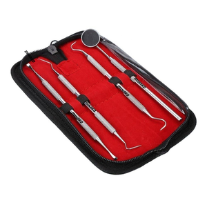 Kit d'instruments dentaires, 4 pièces, grattoir à dents, sonde de miroir buccal, pince à épiler, ensemble d'examen dentaire - Product Image 6