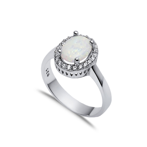 Oval Design White Opal Stone 925 Silver <b>Drop</b> Cluster Ring CZ Stone Turkish Handmade Wholesale 925 Sterling Silver Jewelry - Product Image 2