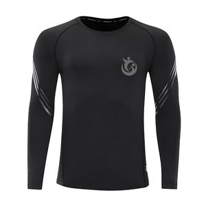 Rashguard à manches longues de compression UPF 50 + pour hommes, haut de gymnastique imprimé avec logo personnalisé pour MMA et sports de surf, chemise de surf unie - Product Image 4